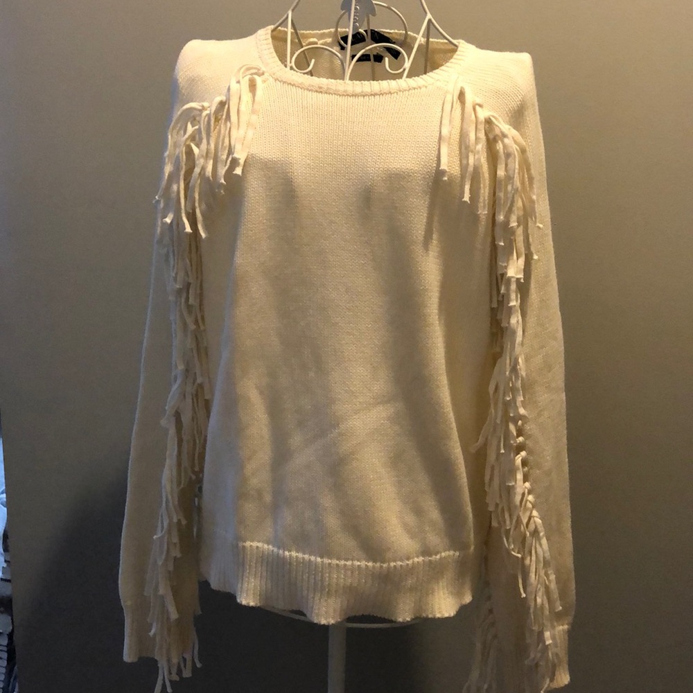 Ralph Lauren Cream Sweater with Fringe